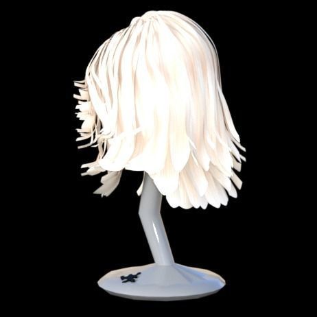 realistic hair wig 3D model_3