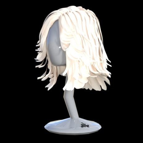 realistic hair wig 3D model_1