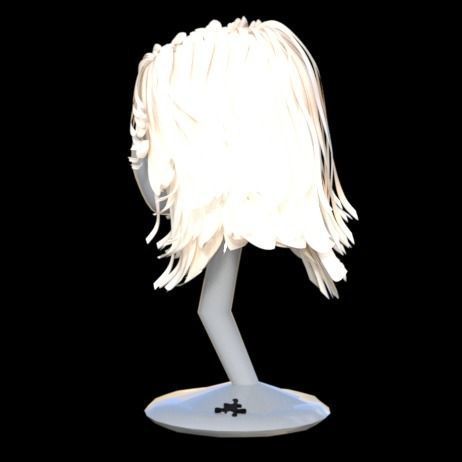 realistic hair wig 3D model_2