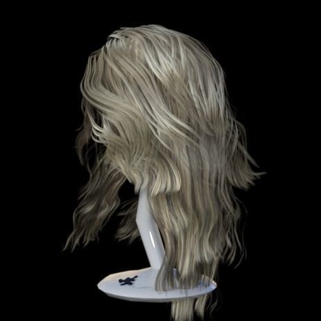 realistic hair long blonde on mannequin 3D model_3