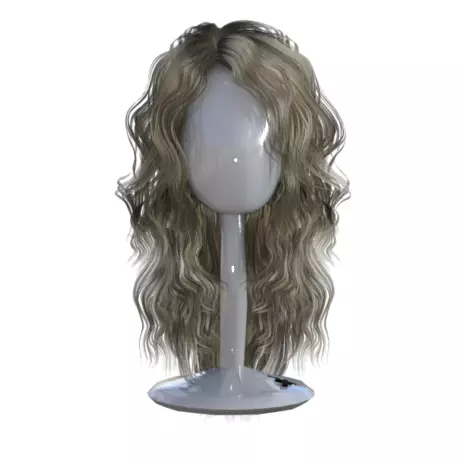 realistic hair long blonde on mannequin 3D model_0
