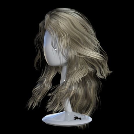 realistic hair long blonde on mannequin 3D model_1