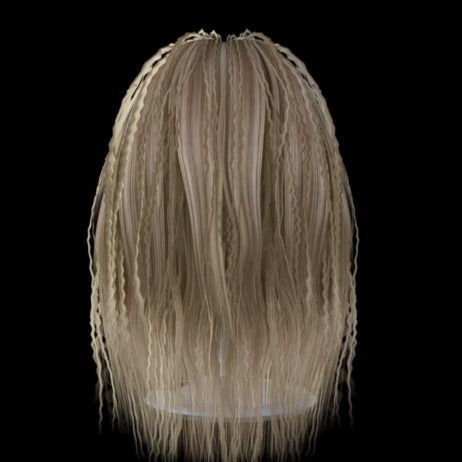 realistic hair long blonde on mannequin 3D model_4