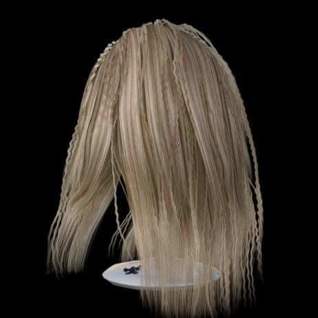 realistic hair long blonde on mannequin 3D model_3