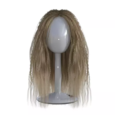 realistic hair long blonde on mannequin 3D model_0