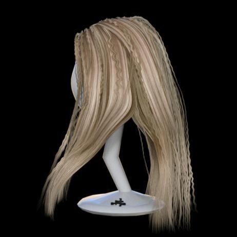 realistic hair long blonde on mannequin 3D model_2
