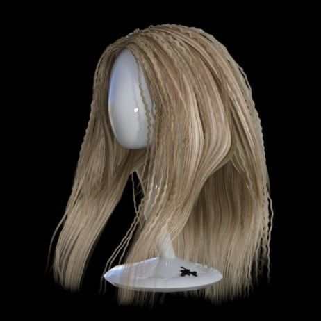 realistic hair long blonde on mannequin 3D model_1