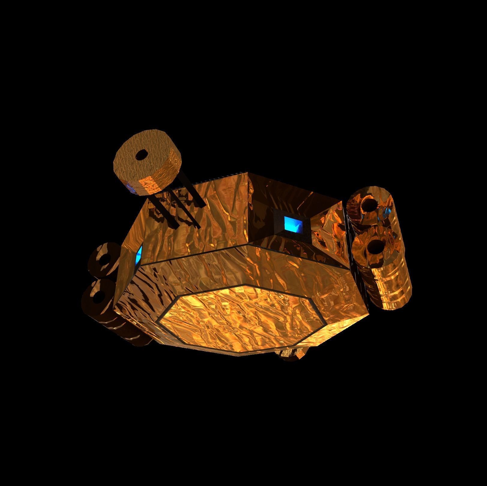 double mirror satellite Low-poly 3D model_7