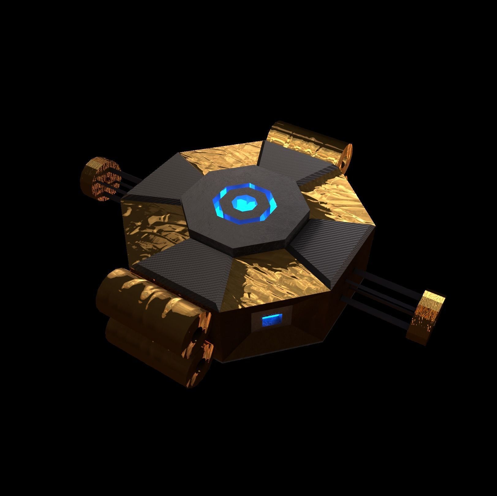 double mirror satellite Low-poly 3D model_5