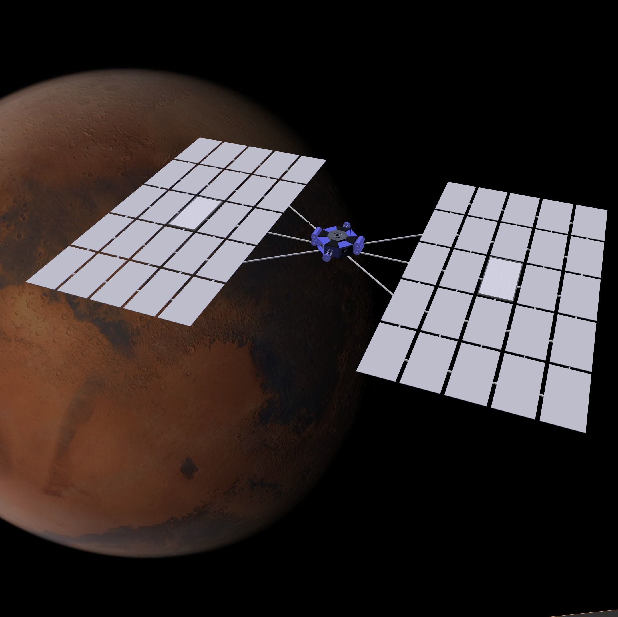 double mirror satellite Low-poly 3D model_2