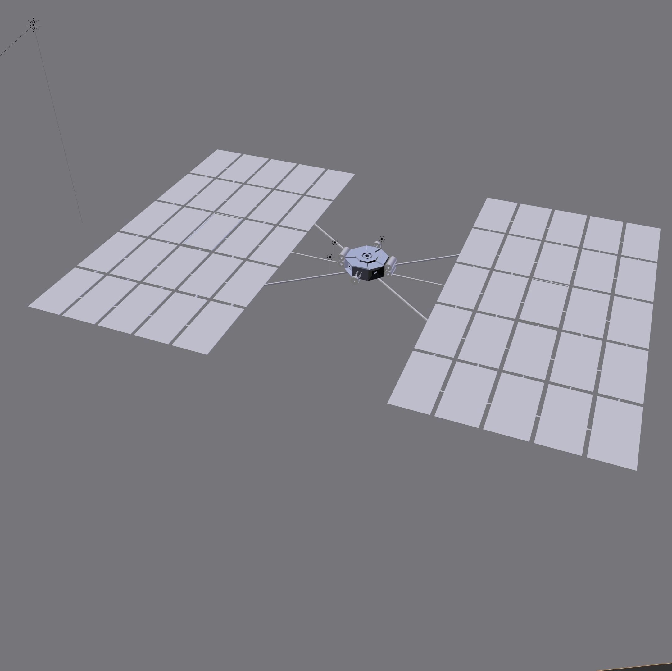 double mirror satellite Low-poly 3D model_3