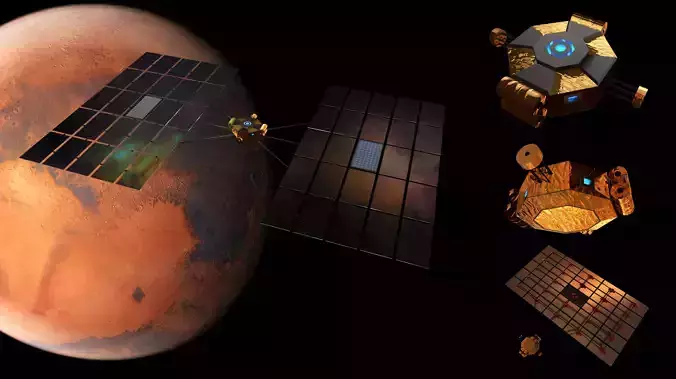 double mirror satellite Low-poly 3D model