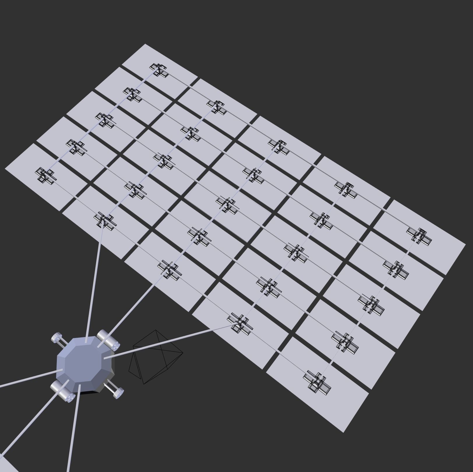 double mirror satellite Low-poly 3D model_9