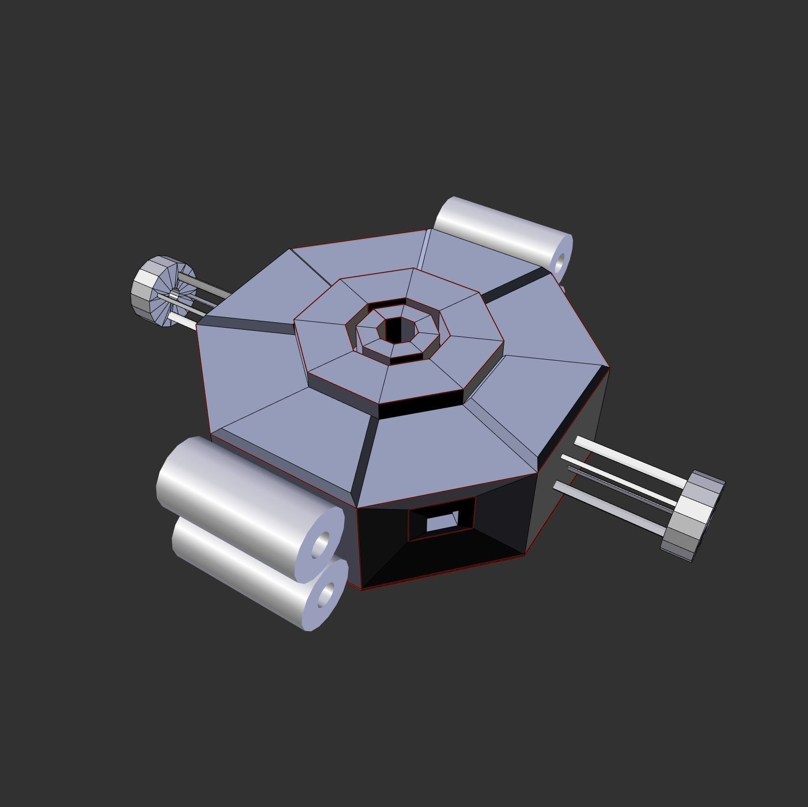 double mirror satellite Low-poly 3D model_6