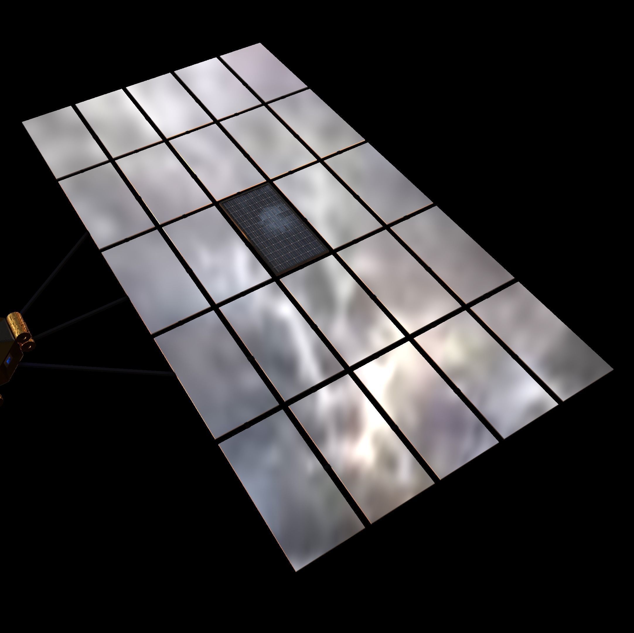 double mirror satellite Low-poly 3D model_10