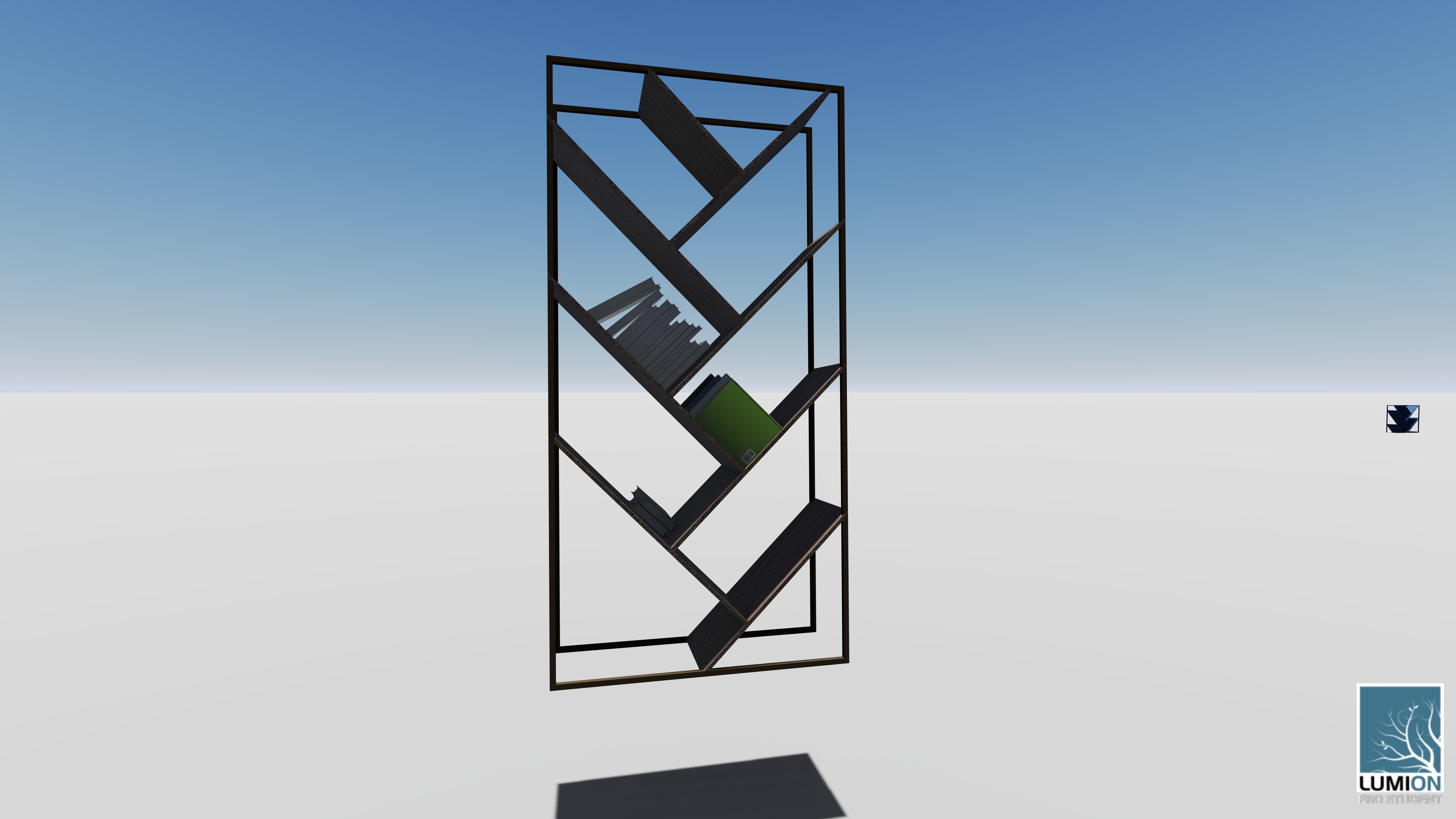 LIBRARY book shelf with books Low-poly 3D model_2