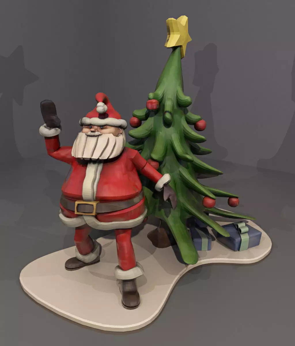 Santa plus Tree plus Presents for 3D Print 3D print model_0