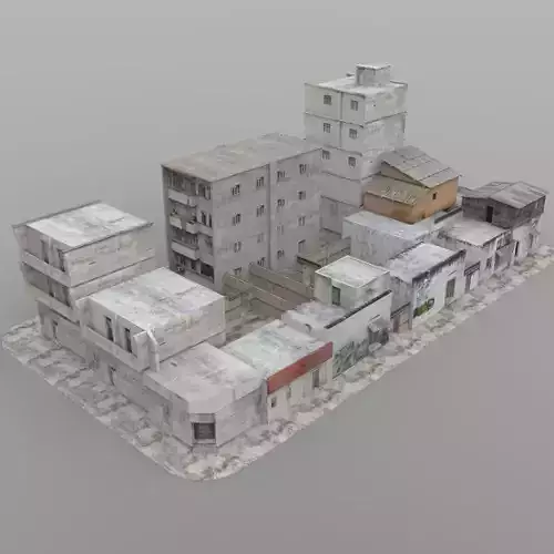 Shanty Town Buildings 2 City Blocks A B C Low-poly 3D model