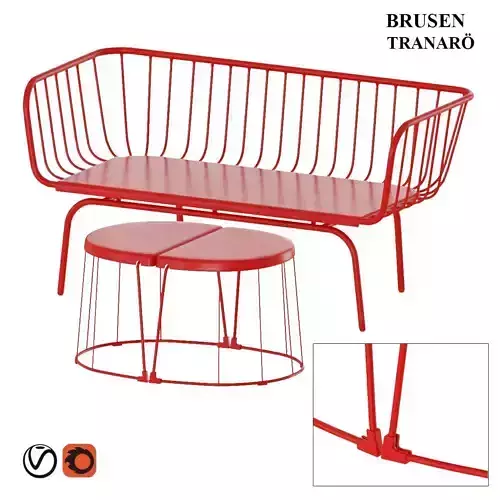BRUSEN bench AND TRANARO table 3D model