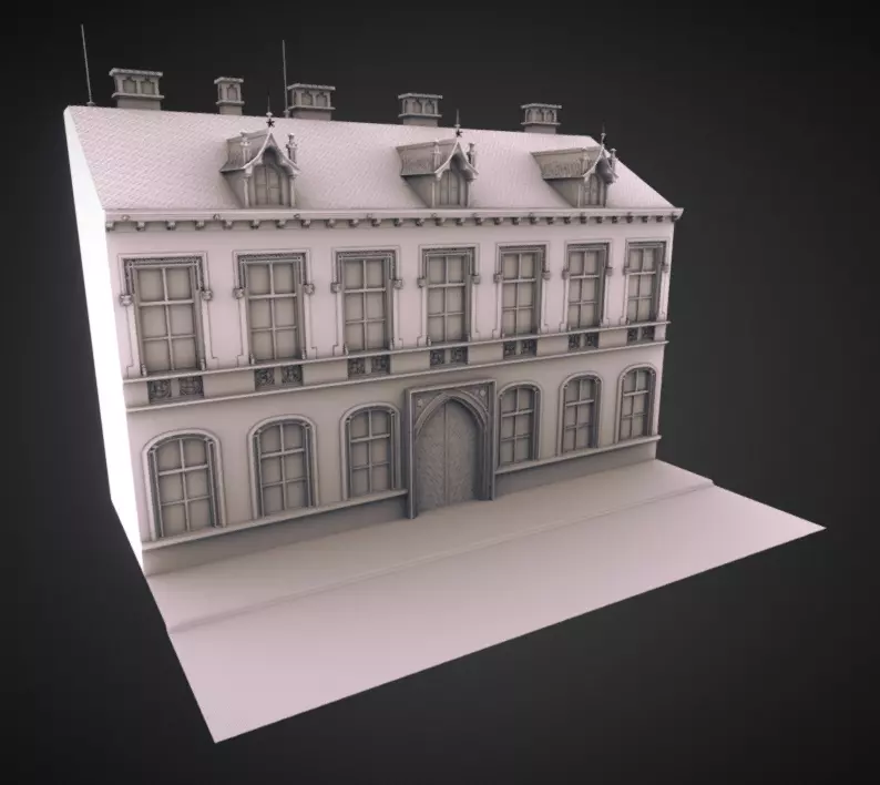 Building in Prague Low-poly 3D model