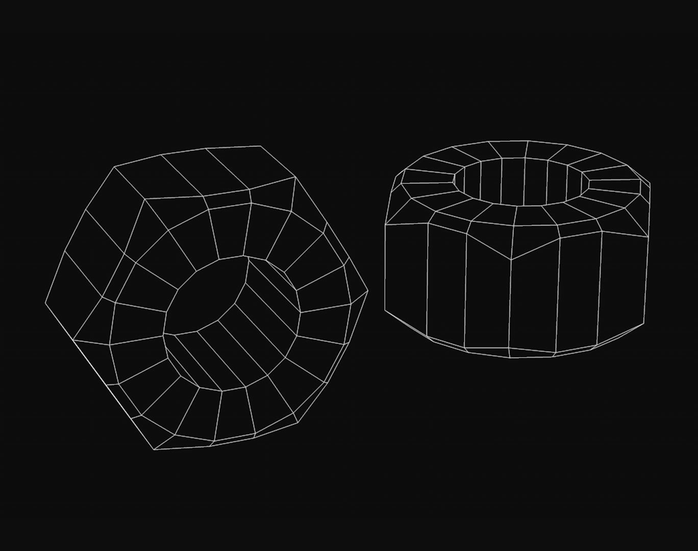 Low-poly Unwrapped Nut Low-poly 3D model_2