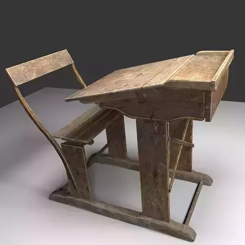Old School Desk Low-poly 3D model