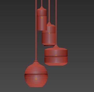 Untitled four hanging lights with glass bulbs 3D model_6
