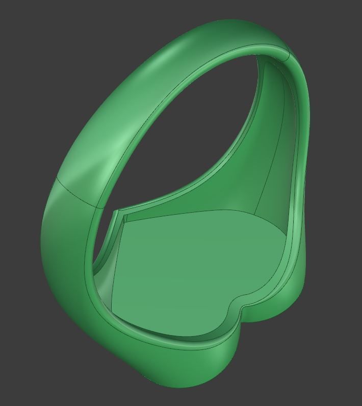 Valentines day heart signet ring with ornament 3D print model_6