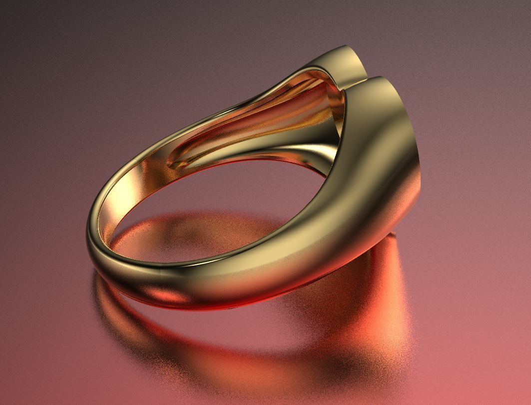 Valentines day heart signet ring with ornament 3D print model_5
