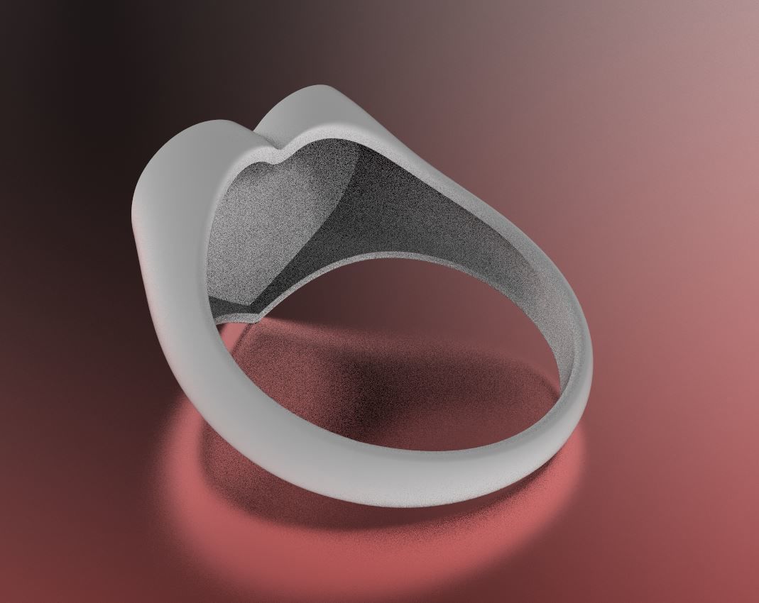 Valentines day heart signet ring with ornament 3D print model_8