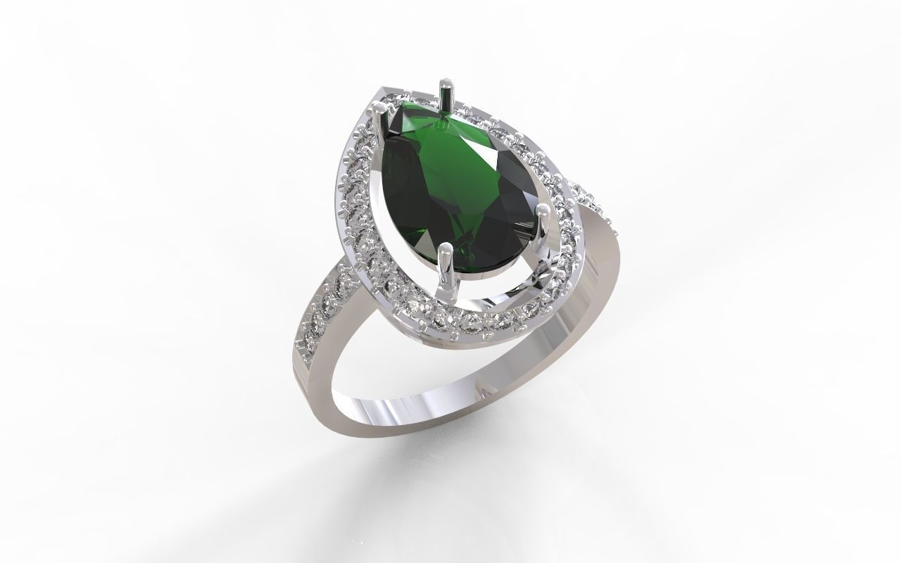 emerald pear 12mm ring 3D print model_5