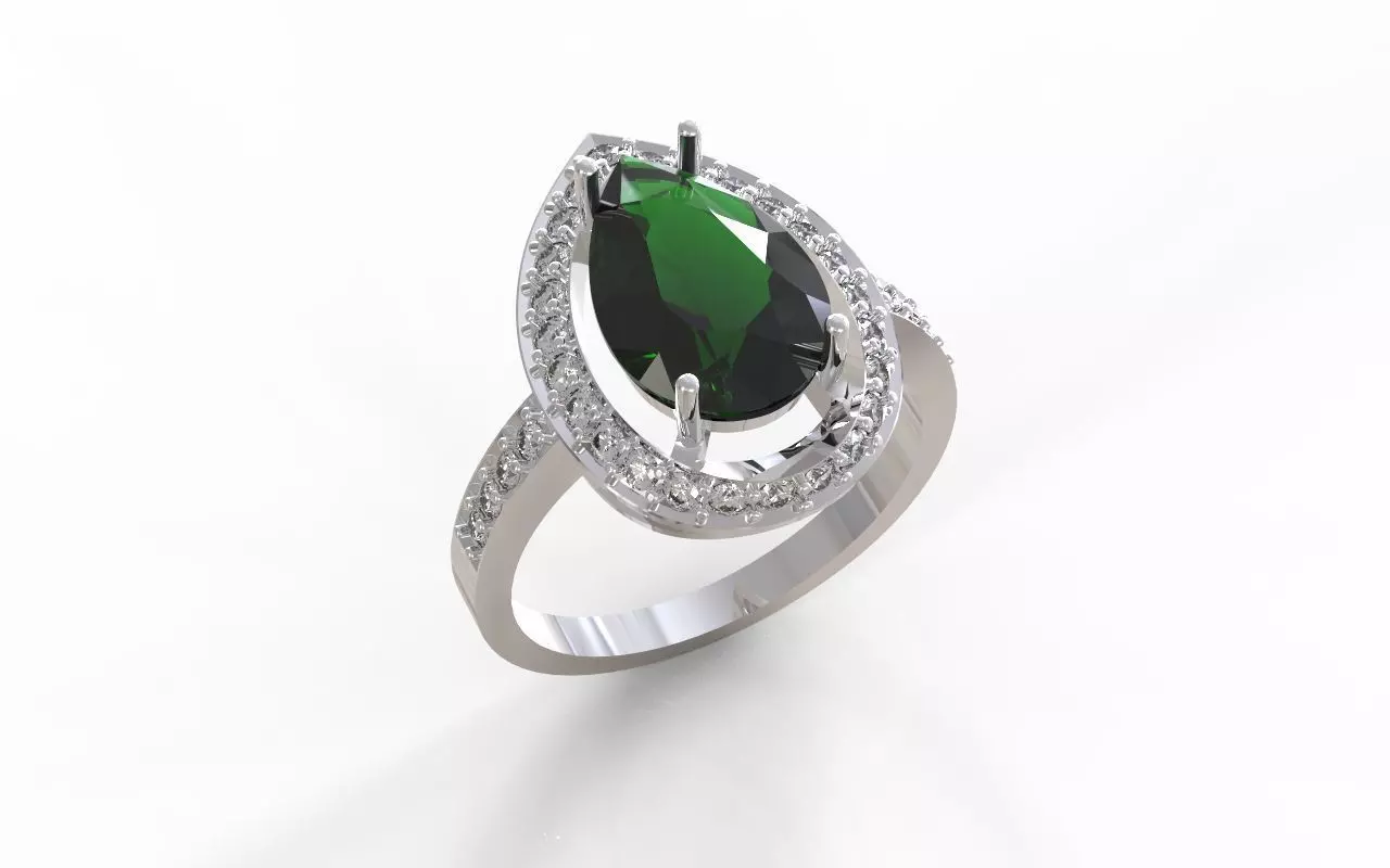 emerald pear 12mm ring 3D print model_0