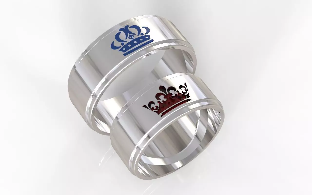 crown wedding rings 3D print model