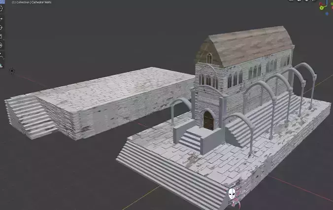 Cathedral  Gothic Style  compatible with any temporal era Low-poly 3D model