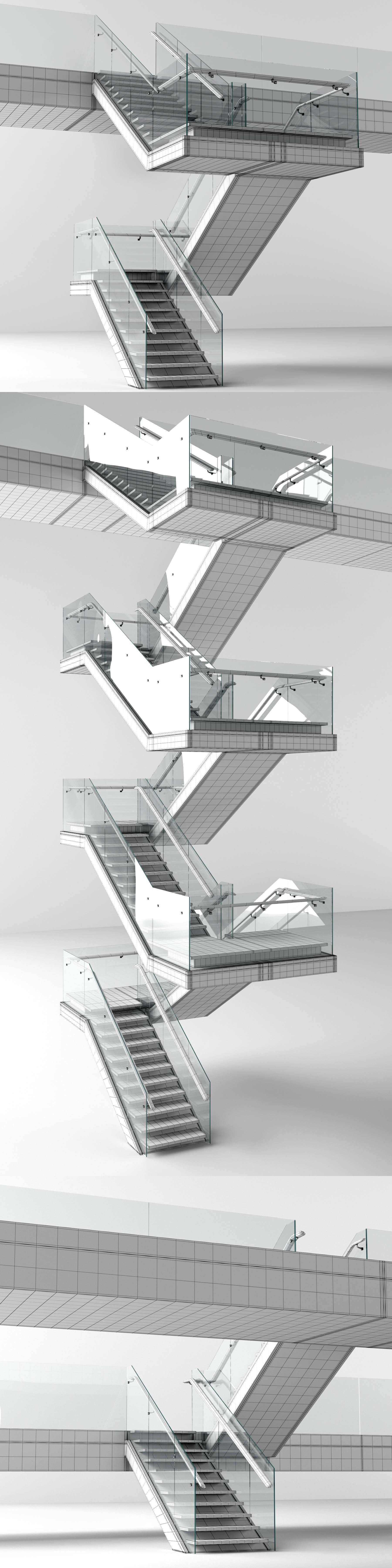 Wooden stairs 3D model_5