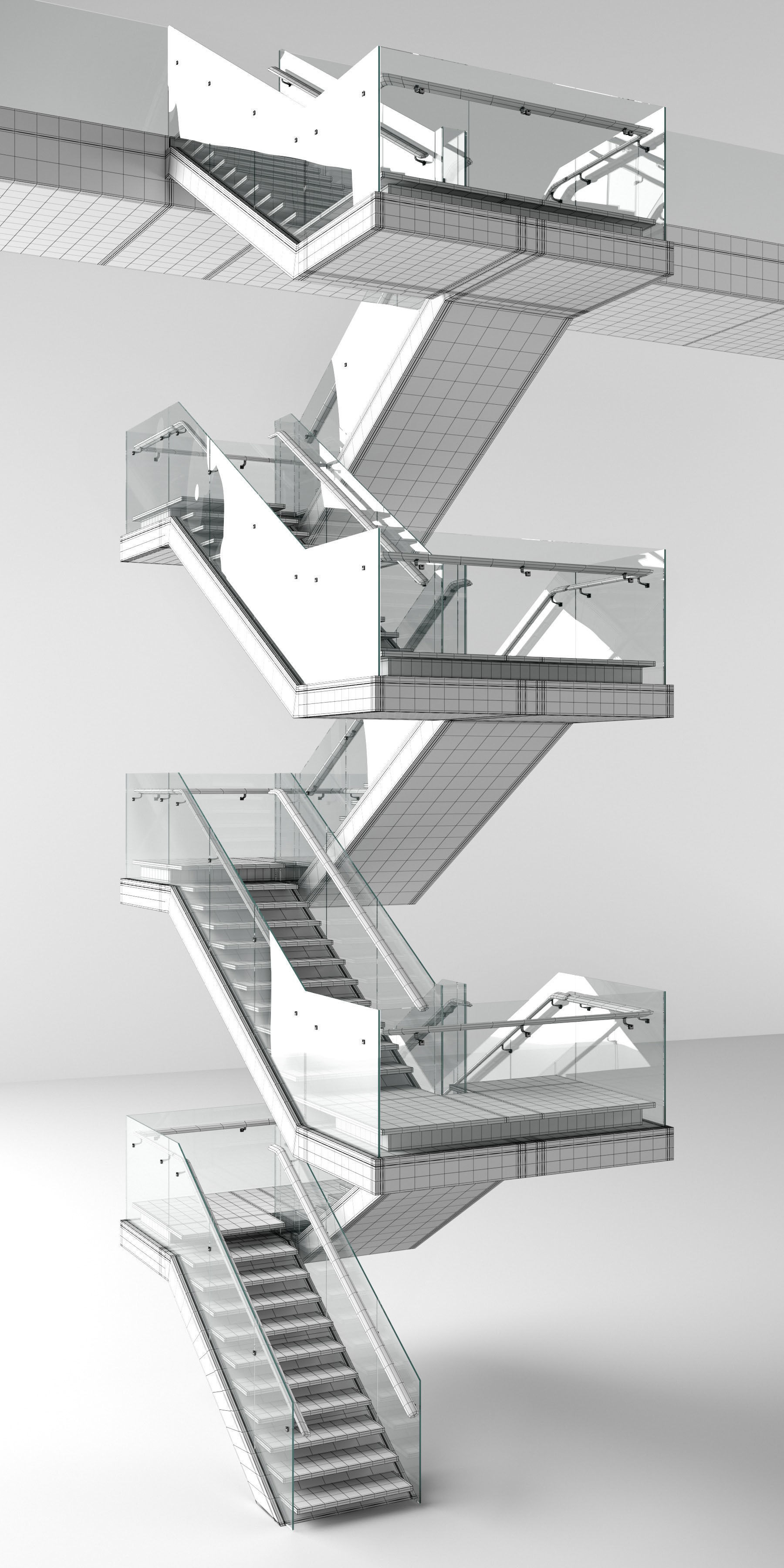 Wooden stairs 3D model_4