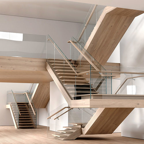 Wooden stairs 3D model