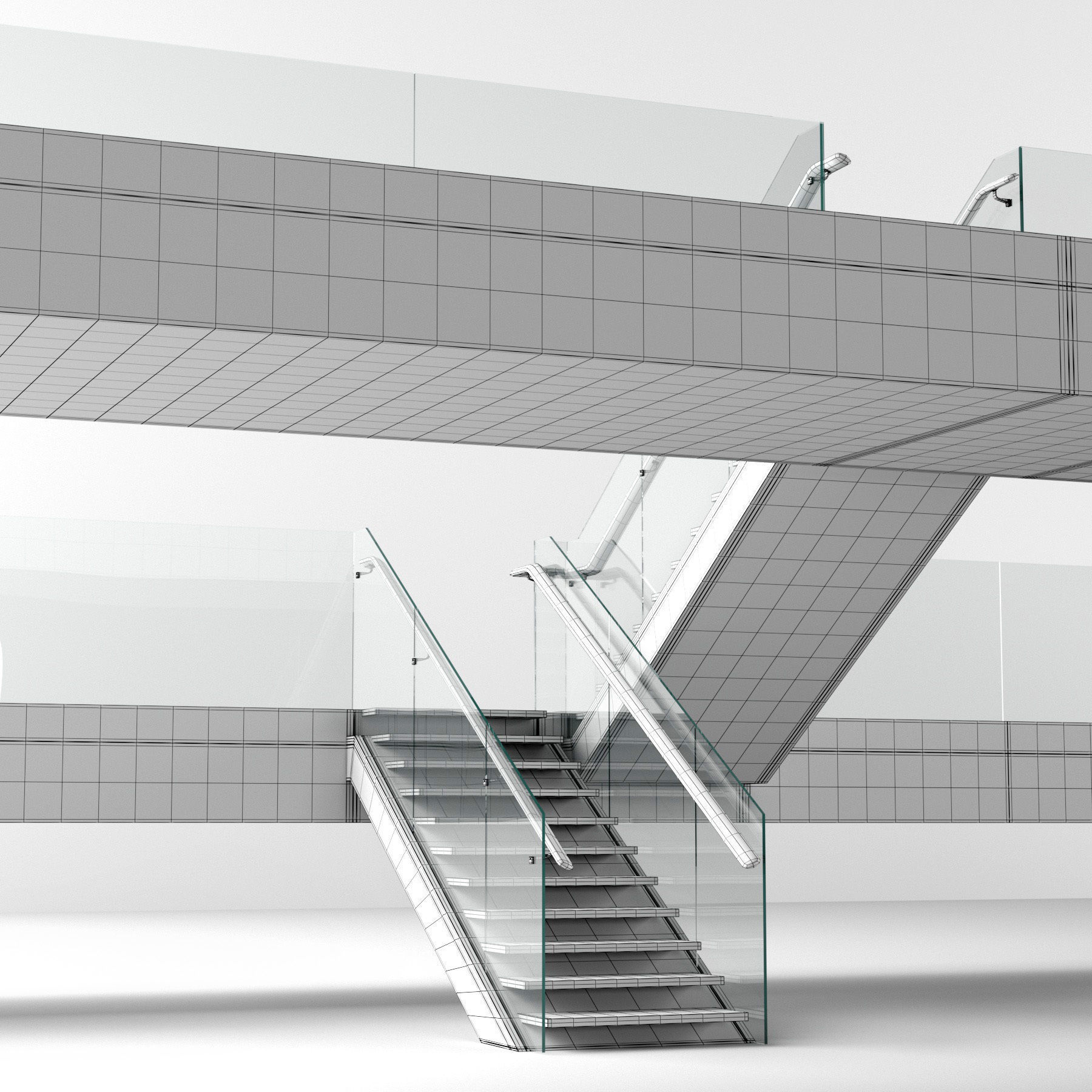 Wooden stairs 3D model_2