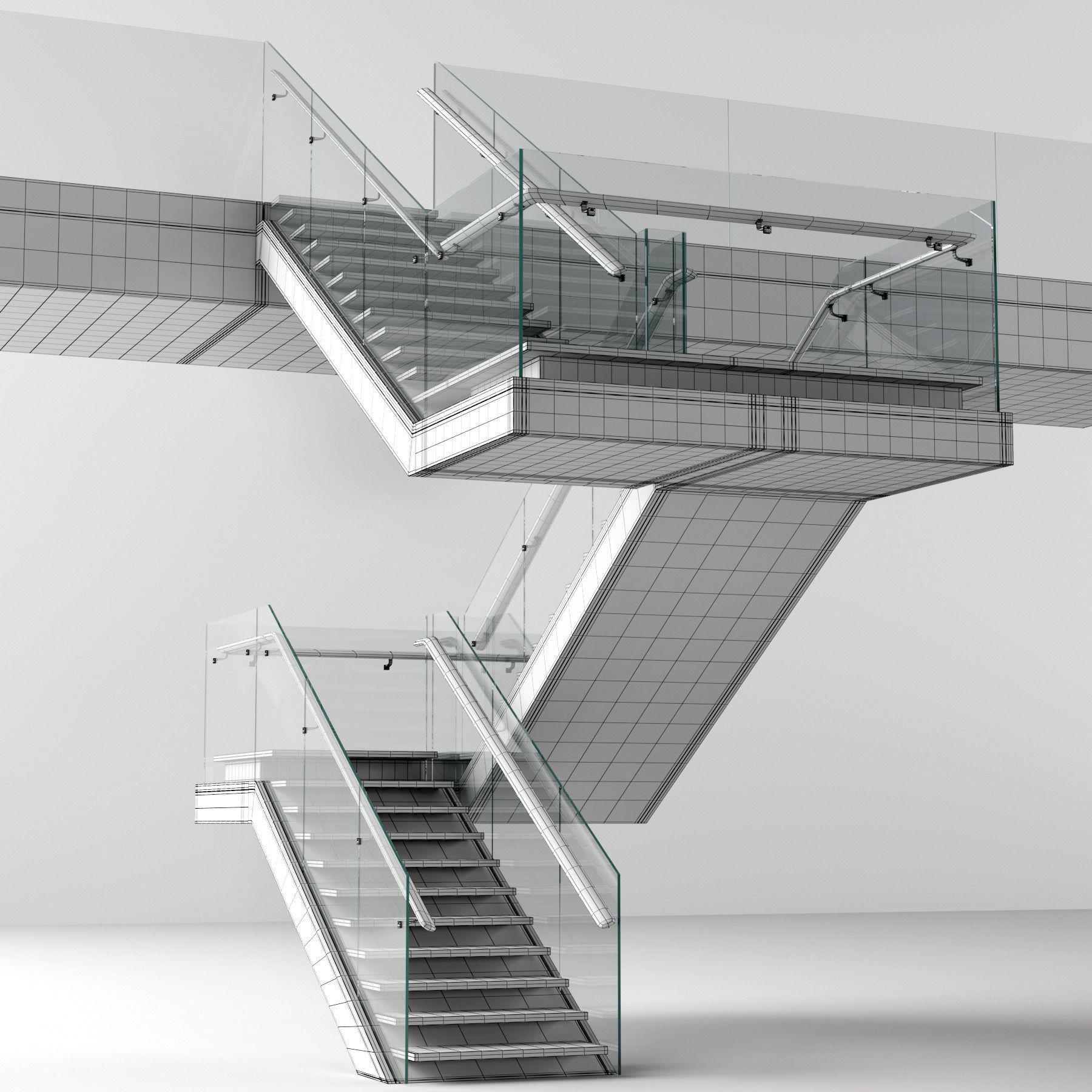 Wooden stairs 3D model_3