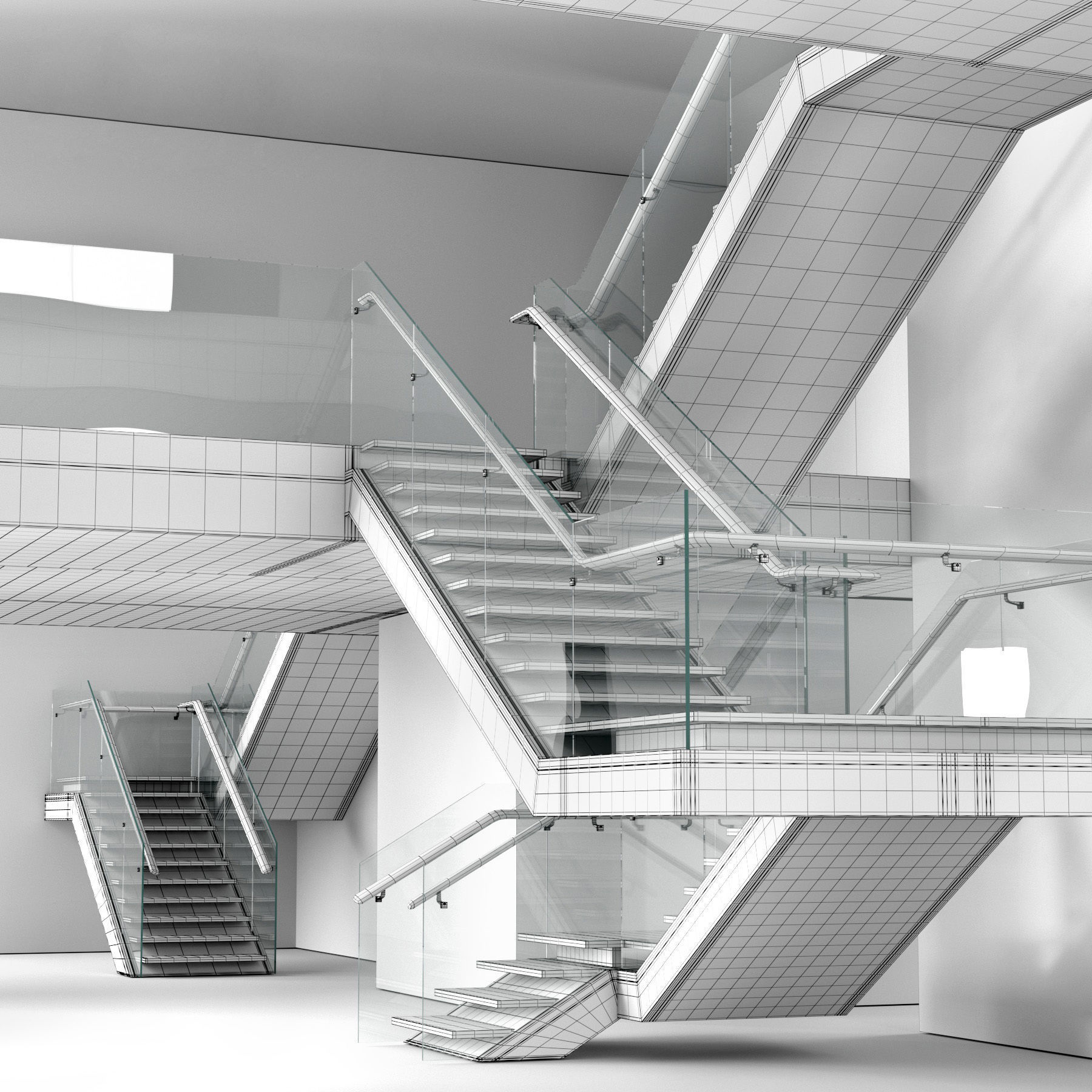 Wooden stairs 3D model_1