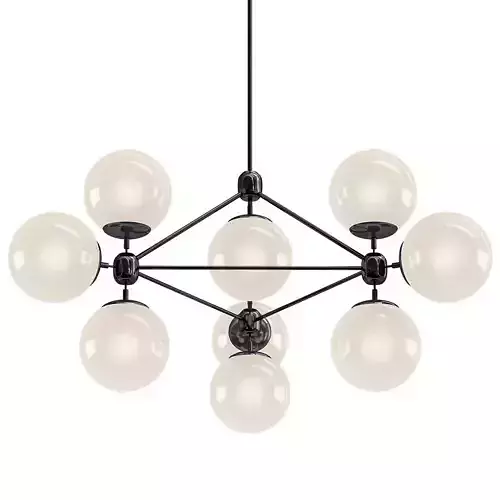 Untitled chandelier with six glass balls hanging from metal frame