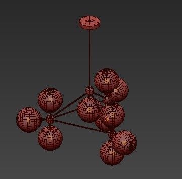 Untitled chandelier with six glass balls hanging from metal f... 3D model_1