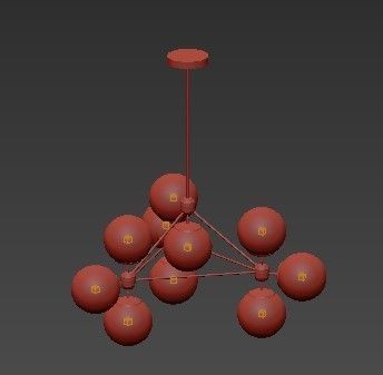 Untitled chandelier with six glass balls hanging from metal f... 3D model_4