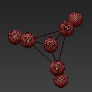 Untitled chandelier with six glass balls hanging from metal f... 3D model_3