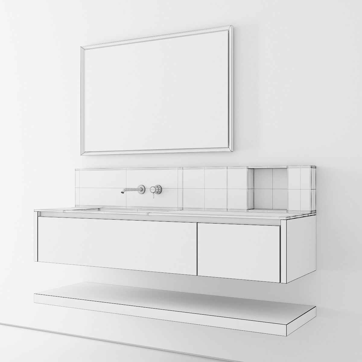 Cerasa NEROLAB SET 3 Vanity unit with drawers Low-poly 3D model_4