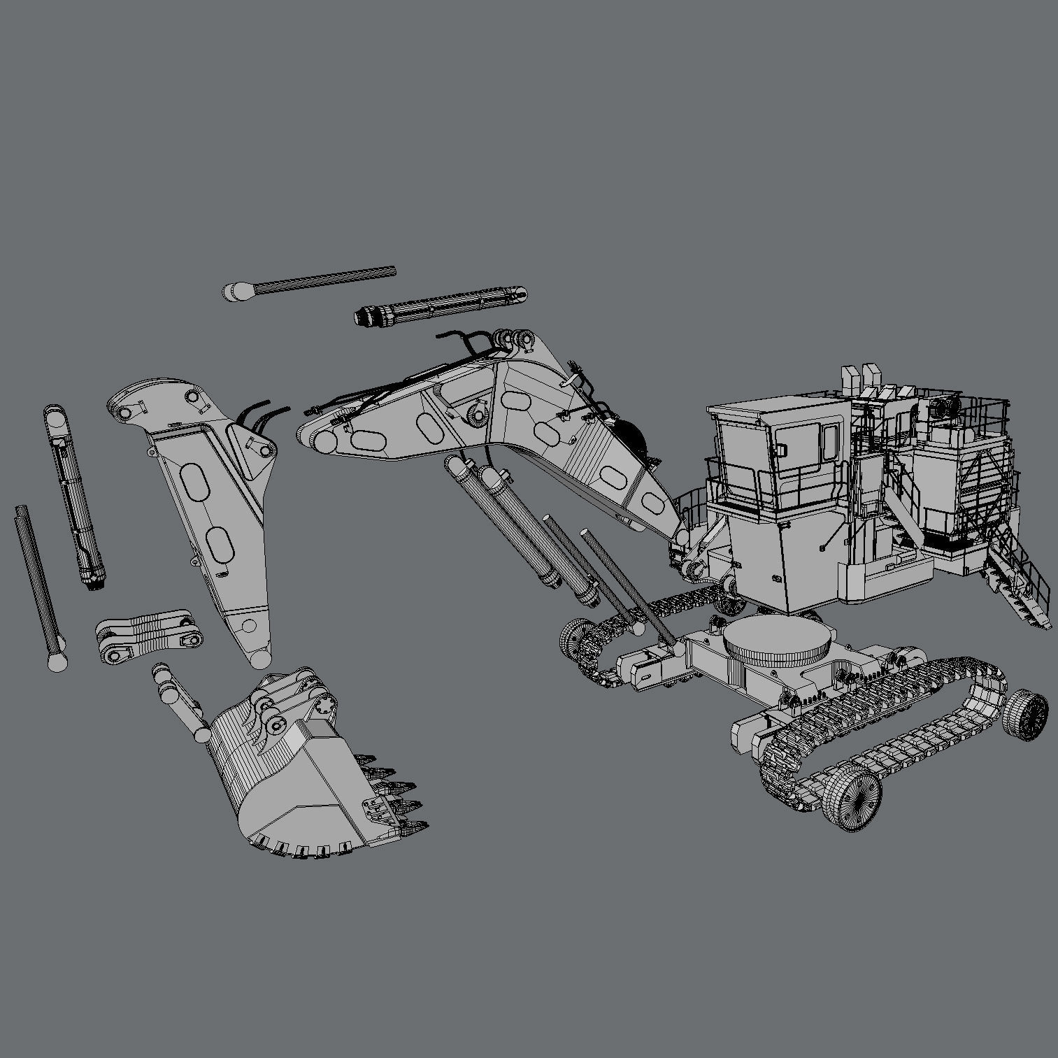 Excavator Hitachi EX2600-7 3D model_7