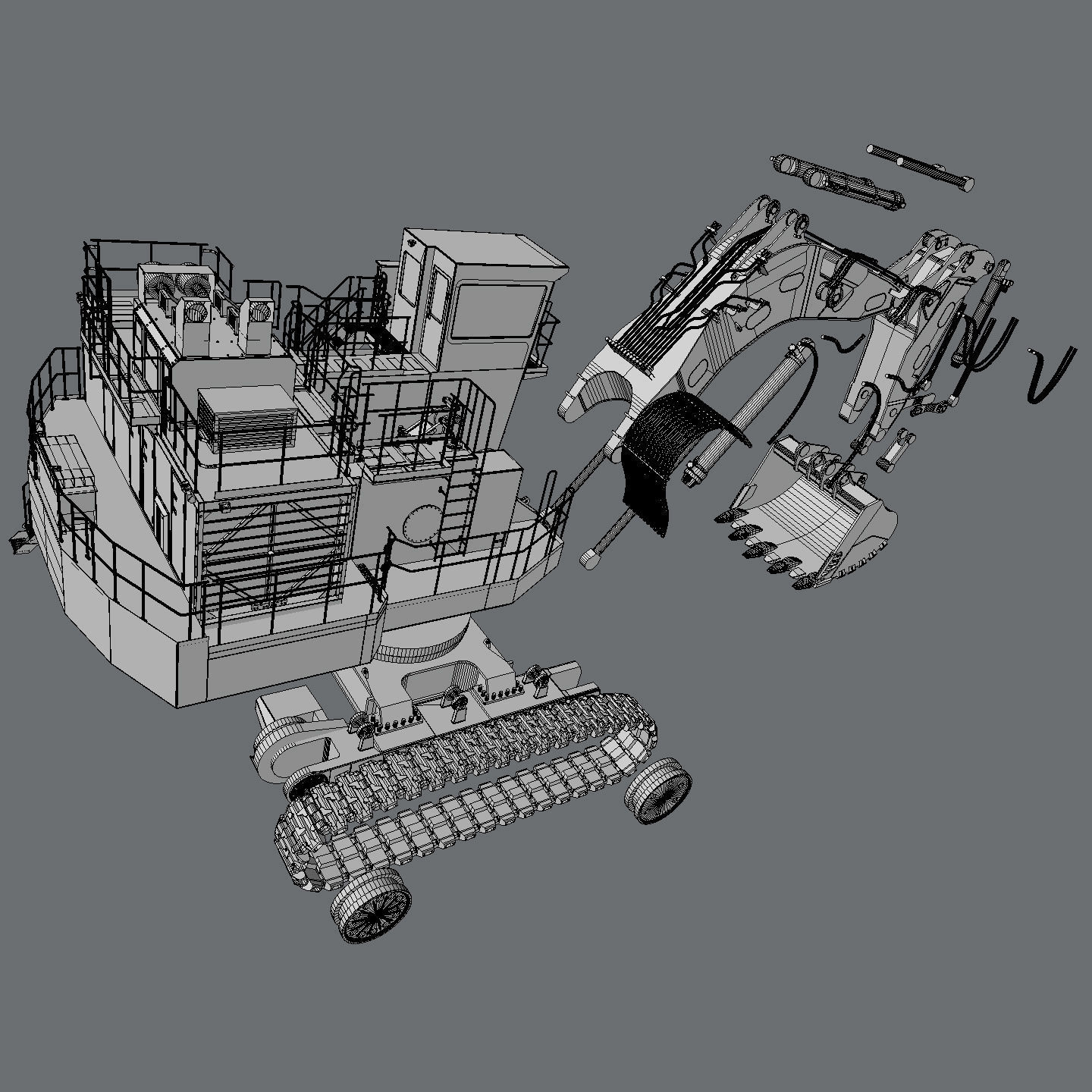 Excavator Hitachi EX2600-7 3D model_8