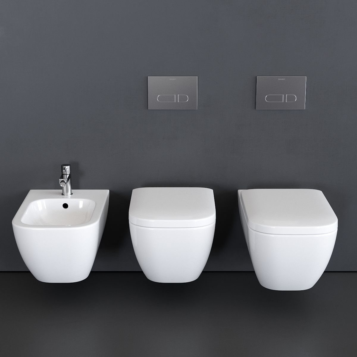Duravit HAPPY D 2 Wall-hung WC Low-poly 3D model_2