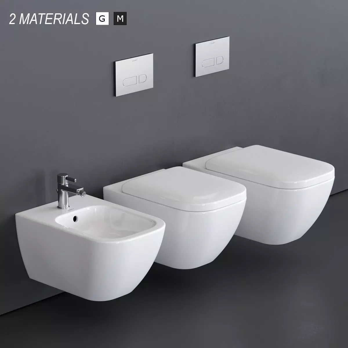 Duravit HAPPY D 2 Wall-hung WC Low-poly 3D model_0