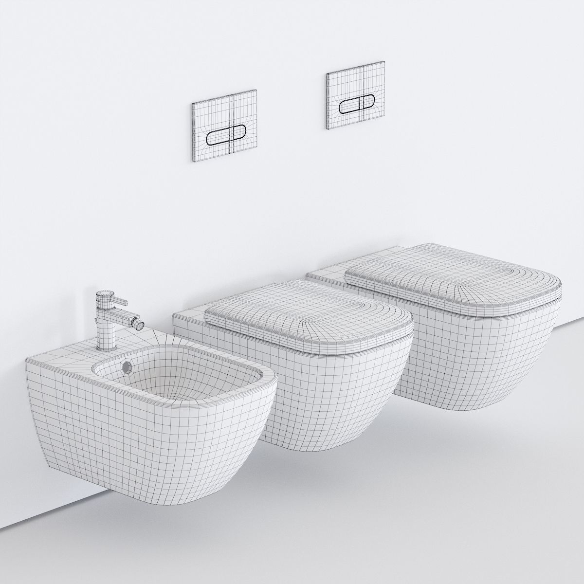 Duravit HAPPY D 2 Wall-hung WC Low-poly 3D model_4